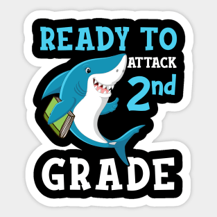 Kids Shark Ready To Attack Second Grade First Day of School Sticker